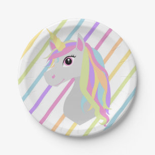 Assiettes En Carton Plaques à papier d'anniversaire de licorne