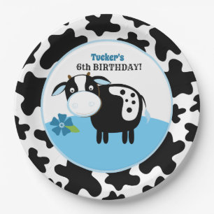 Assiettes En Carton Plaques à papier d'anniversaire de vache à ferme