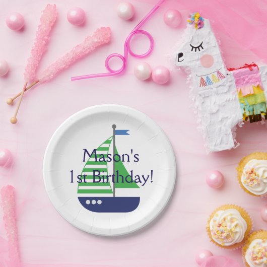 Assiettes En Carton Plaques à papier d'anniversaire de voilier (Fête)