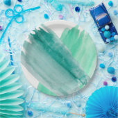 Assiettes En Carton Plaques à papier d'aquarelle de turquoise (Fête)