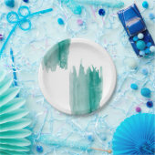 Assiettes En Carton Plaques à papier d'aquarelle turquoise (Fête)