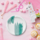 Assiettes En Carton Plaques à papier d'aquarelle turquoise (Fête)