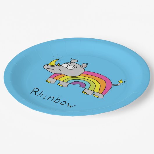 Assiettes En Carton Plaques à papier d'arc-en-ciel de rhinocéros de (Angle)