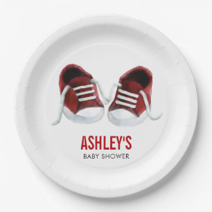 Assiettes En Carton Plaques à papier de baby shower rouge de baskets