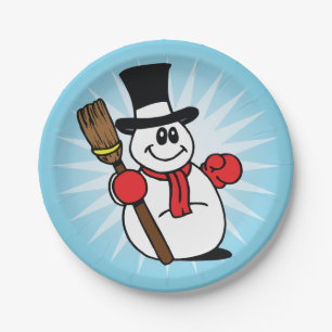 Assiettes En Carton Plaques à papier de bonhomme de neige