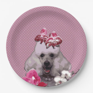 Assiettes En Carton Plaques à papier de caniche rose 9"