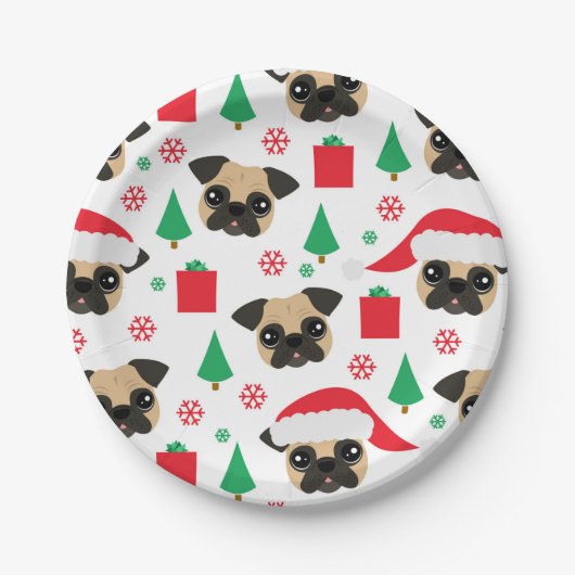 Assiettes En Carton Plaques à papier de carlin mignon de Noël (Devant)