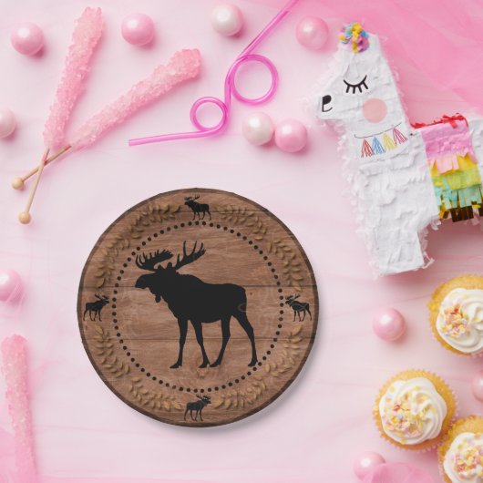 Assiettes En Carton Plaques à papier de cercle en bois rustique (Fête)