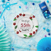Assiettes En Carton Plaques à papier de cerise 55e anniversaire (Fête)