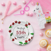 Assiettes En Carton Plaques à papier de cerise 55e anniversaire (Fête)