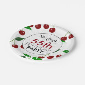 Assiettes En Carton Plaques à papier de cerise 55e anniversaire (Angle)