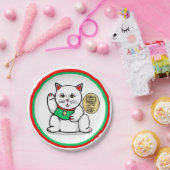 Assiettes En Carton Plaques à papier de chat asiatique chanceux (Fête)