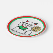Assiettes En Carton Plaques à papier de chat asiatique chanceux (Angle)