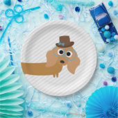 Assiettes En Carton Plaques à papier de dîner de teckel de turquoise (Fête)