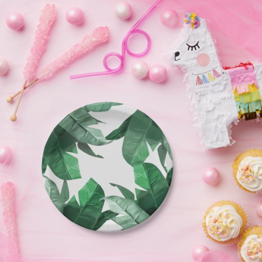 Assiettes En Carton Plaques à papier de feuille tropicale (Fête)