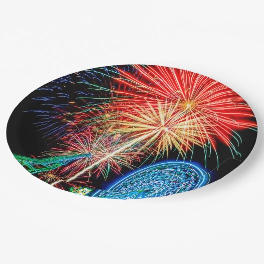 Assiettes En Carton Plaques à papier de feux d'artifice fantastiques (Angle)