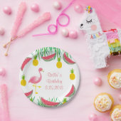 Assiettes En Carton Plaques à papier de Flamant rose (Fête)
