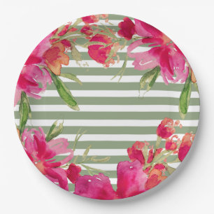 Assiettes En Carton Plaques à papier de fleurs de partie verte
