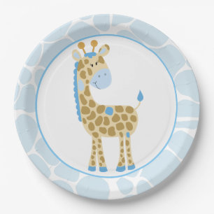Assiettes En Carton Plaques à papier de girafe bleue