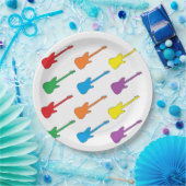 Assiettes En Carton Plaques à papier de guitare d'arc-en-ciel (Fête)