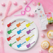 Assiettes En Carton Plaques à papier de guitare d'arc-en-ciel (Fête)
