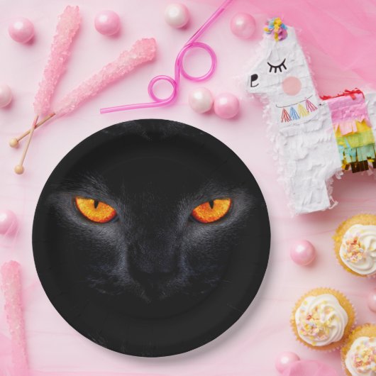 Assiettes En Carton Plaques à papier de Halloween/chat noir (Fête)
