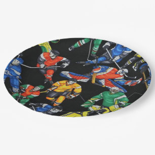 Assiettes En Carton Plaques à papier de hockey sur glace de saison