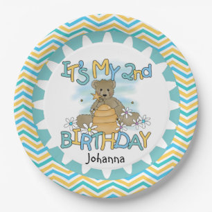 Assiettes En Carton Plaques à papier de joyeux anniversaire d'ours de