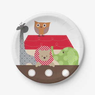 Assiettes En Carton Plaques à papier de l'arche de Noé - 7 pouces