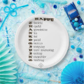 Assiettes En Carton Plaques à papier de lettres de thanksgiving (Fête)