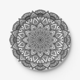 Assiettes En Carton Plaques à papier de mandala de dentelle