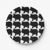 Assiettes En Carton Plaques à papier de mini silhouette noire de porc (Devant)