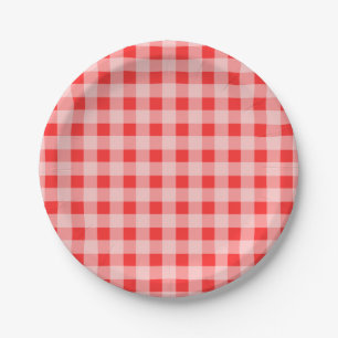 Assiettes En Carton Plaques à papier de motif checkered rouge de