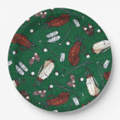 Assiettes En Carton Plaques à papier de motif de golf de vert de temps (Devant)