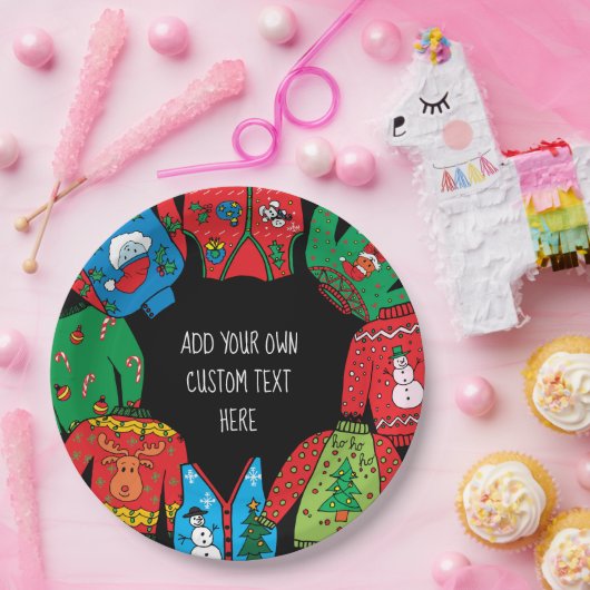 Assiettes En Carton Plaques à papier de Noël laid de chandail (Fête)