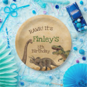 Assiettes En Carton Plaques à papier de partie de dinosaure (Fête)