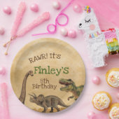 Assiettes En Carton Plaques à papier de partie de dinosaure (Fête)