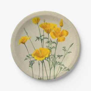 Assiettes En Carton Plaques à papier de pavots de Californie