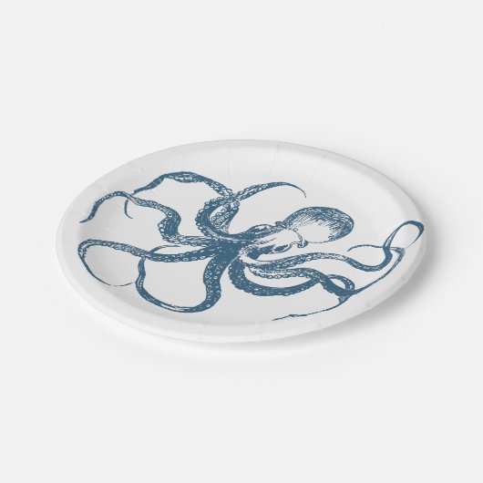 Assiettes En Carton Plaques à papier de poulpe bleu (Angle)