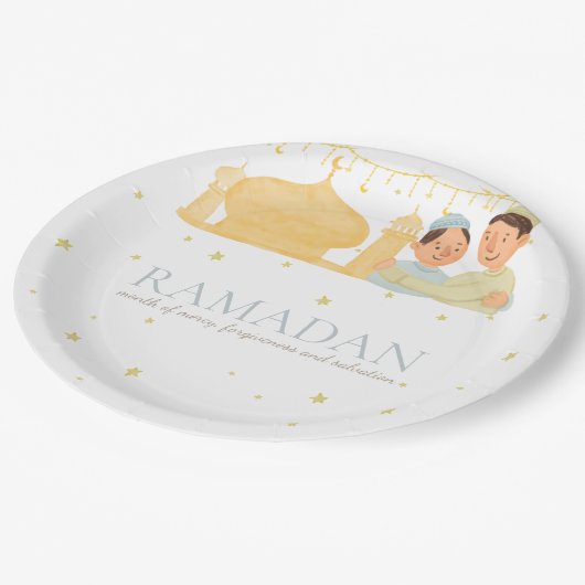 Assiettes En Carton Plaques à papier de Ramadan Kareem (Angle)