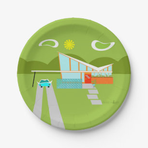 Assiettes En Carton Plaques à papier de rétro Chambre de Palm Spring