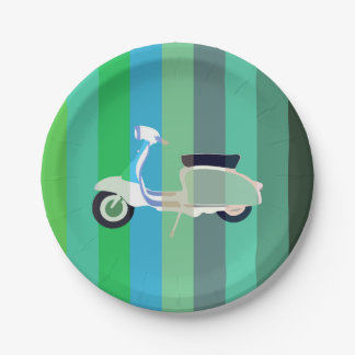 Assiettes En Carton Plaques à papier de rétro partie rayée de scooter
