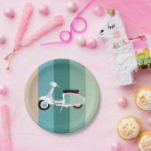 Assiettes En Carton Plaques à papier de rétro partie rayée de scooter (Fête)
