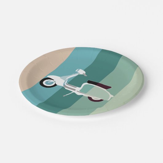 Assiettes En Carton Plaques à papier de rétro partie rayée de scooter (Angle)