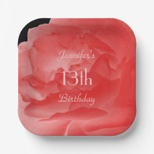 Assiettes En Carton Plaques à papier de rose de corail, 13ème