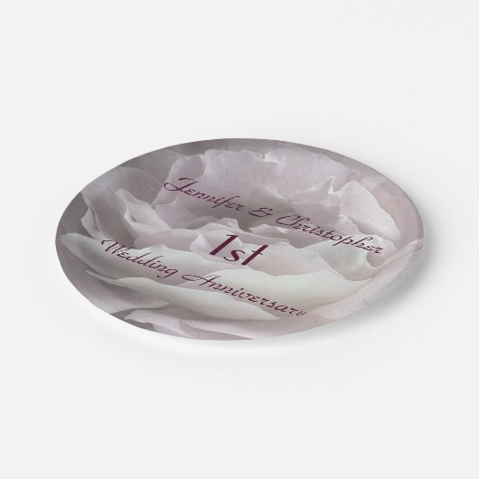 Assiettes En Carton Plaques à papier de rose de rose, ęr anniversaire (Angle)