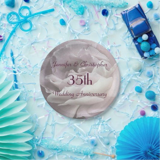 Assiettes En Carton Plaques à papier de rose de rose, trente-cinquième (Fête)