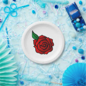 Assiettes En Carton Plaques à papier de rose rouge (Fête)