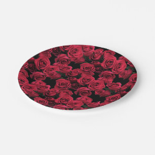 Assiettes En Carton Plaques à papier de roses rouges
