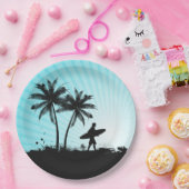 Assiettes En Carton Plaques à papier de surfer de plage (Fête)